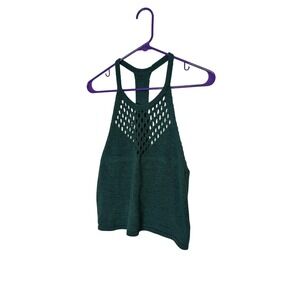 Anthropologie Tank Top Womens Medium Green Knit Crochet Halter Racerback NWT